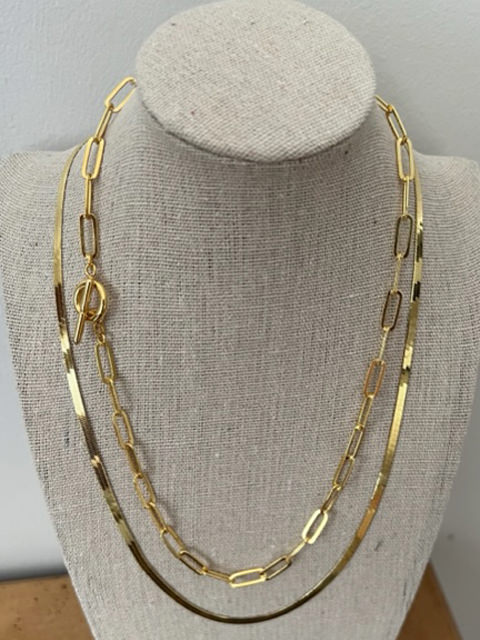 two gold necklaces